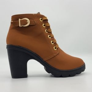 PU Leather Ankle Boots w/ Square Heel